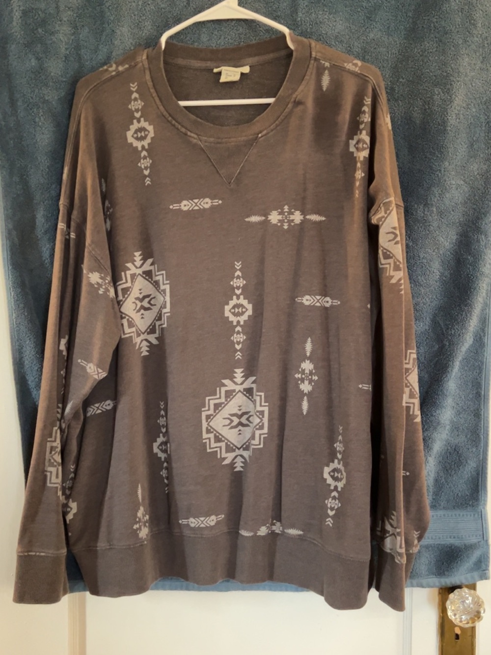 Ariat Brown Aztec-Print Long Sleeve Sweatshirt